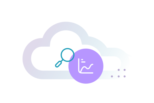 automated reports, cloud, magnifying glass