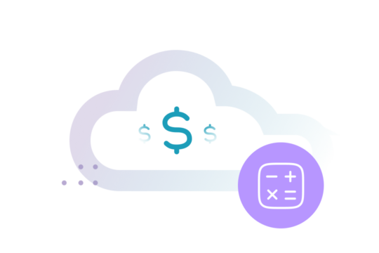 Cost estimator, cloud, dollar signs, calculator