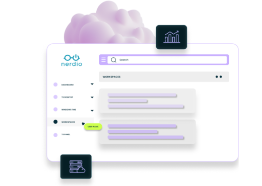 Nerdio dashboard with purple cloud